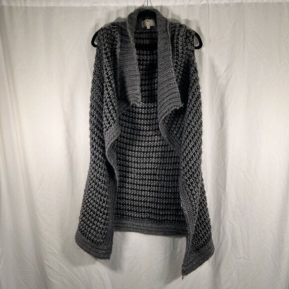 Berretti Sweaters - Berretti Cardigan Women's Large Grey Knit Sleeveless Wool Blend Open Front